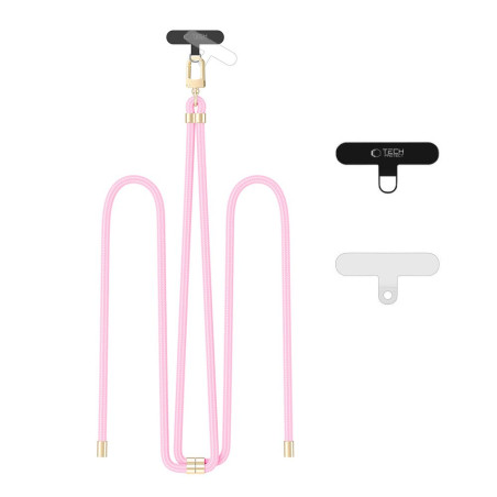 Řemínek Tech-Protect C7S crossbody pro telefony - baby pink/gold