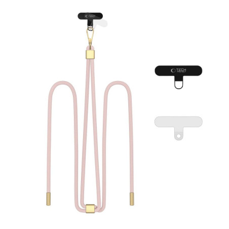 Řemínek Tech-Protect C2S pro telefon – baby pink/zlatá