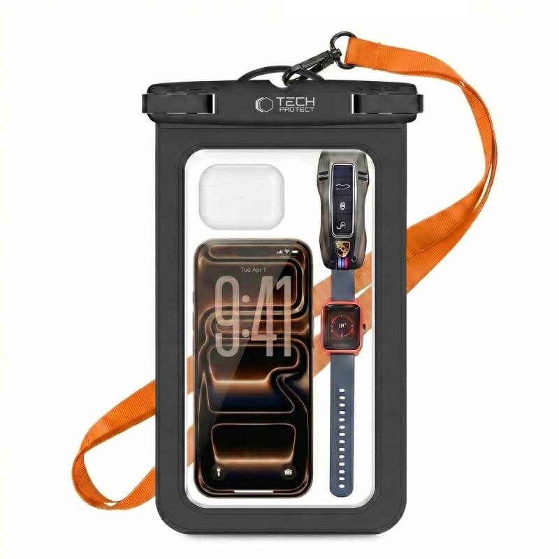 Pouzdro Tech-Protect UWC9 UNIVERSAL WATERPROOF CASE 8.9 INCH pro zařízení do 8,9" - černá/oranžová