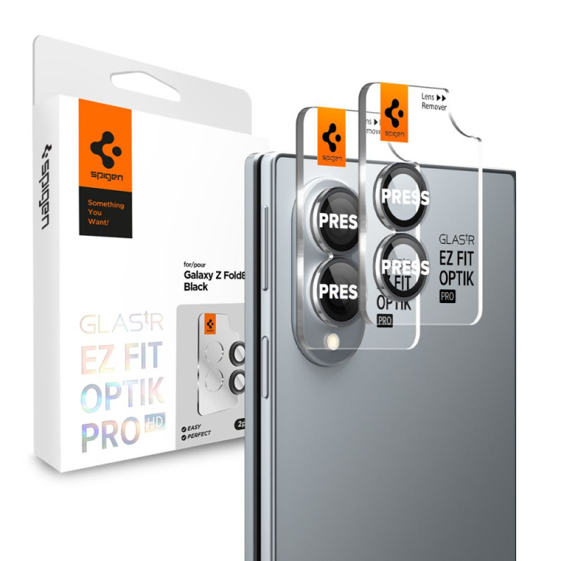 Ochranné sklo Spigen OPTIK PRO GLAS.TR EZ FIT AC CAMERA PROTECTOR 2-PACK pro Galaxy Z Fold 8 - černé