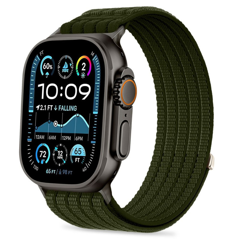 Řemínek Tech-Protect Nylon Sport pro Apple Watch 8 / 9 / 10 / 11 / 12 / SE / Ultra - vojensky zelený