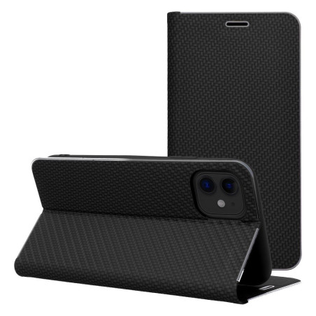 Flip case LUNA Book Carbon pro iPhone 17 Pro / 18 Pro – carbon b