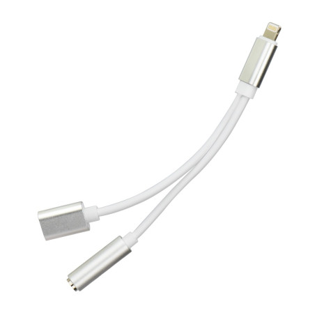 AG PREMIUM AHFI-3.5+C Redukce z Lightning na Jack 3,5/Lightning, stříbrná