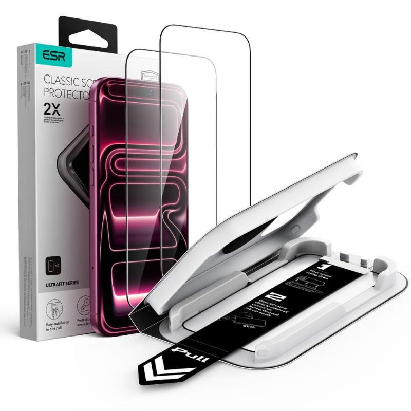 Ochranné sklo ESR ULTRAFIT CLASSIC TEMPERED GLASS 2-PACK pro iPhone 17 Pro / 18 Pro - black
