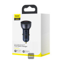 Nabíječka do auta Baseus 65W 1x USB, 1x USB-C šedá