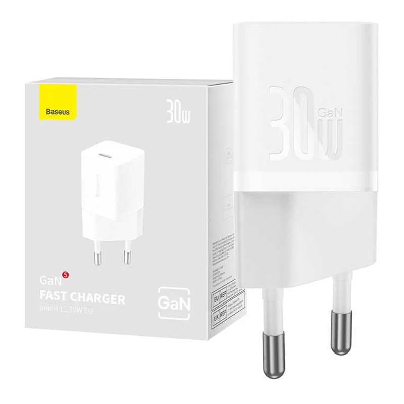 Nabíječka Baseus GaN5 Mini 30W pro zařízení - bílá