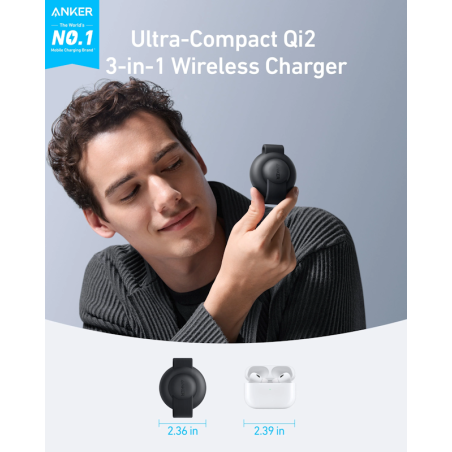 Anker MagGo B25M8 nabíječka 3v1 bezdrátová pro iPhone - černá
