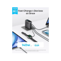 Nabíječka Anker 140W GaN 4portová USB-C – šedá