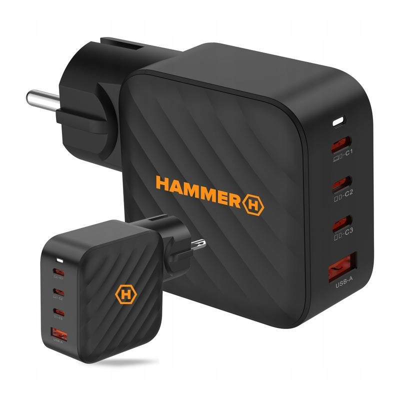 Nabíječka Hammer RAPIDCHARGE 100W pro telefon / tablet / notebook - černá