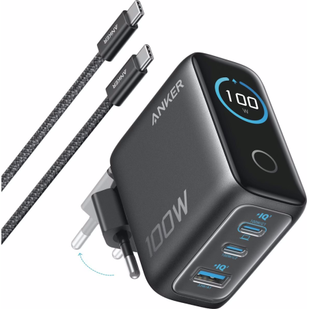 Nabíječka Anker 100W (2×USB-C + 1×USB-A) šedá