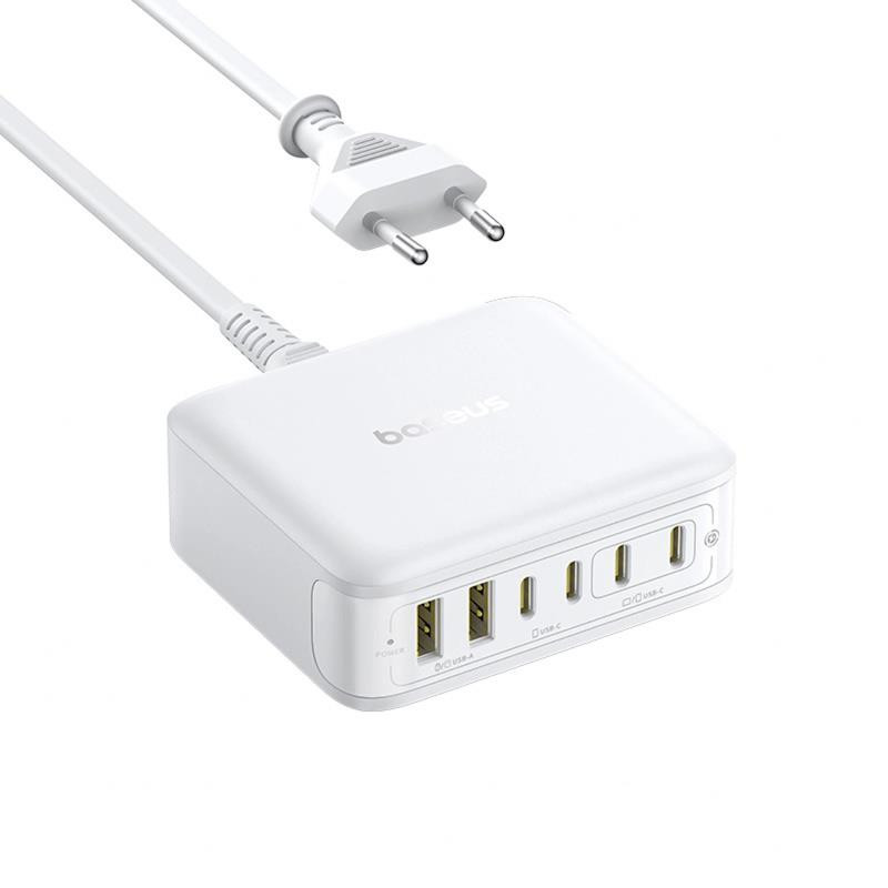 Nabíječka Baseus FH21 120W 4xUSB-C, 2xUSB pro více zařízení - bílá