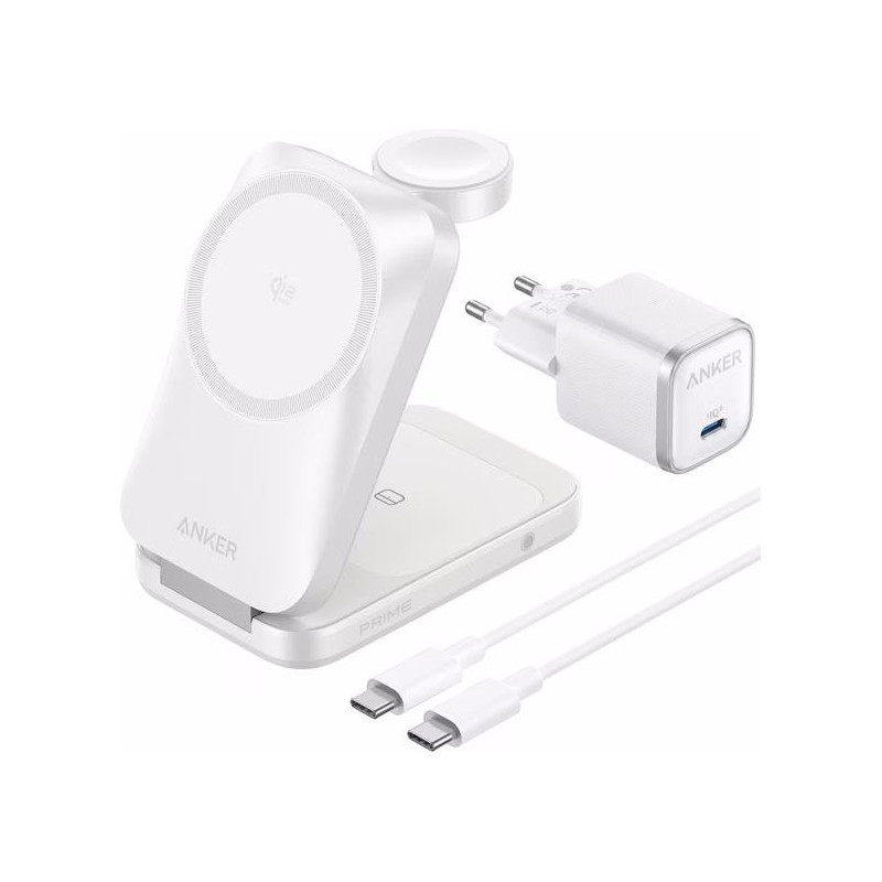 Nabíječka Anker PRIME 3v1 Qi2.2 25W pro bezdrátové nabíjení - bílá