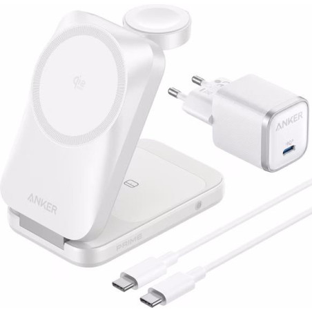 Anker Prime Charger 3v1 Qi2.2 25W bílá