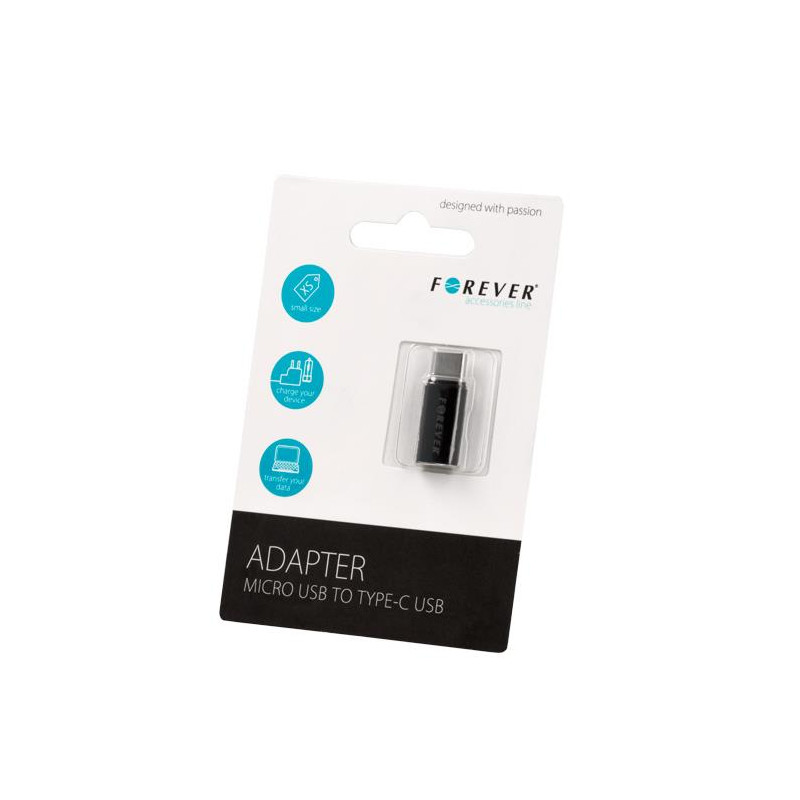Nabíječka Forever microUSB/USB-C (F/M) pro zařízení s USB-C - černý