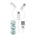 Kabel Forever 3v1 micro USB/Lightning/USB‑C 1m – bílý