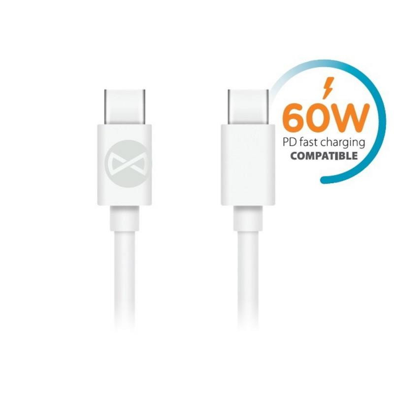 Kabel Forever USB-C/USB-C 1m 3A pro nabíjení - bílý