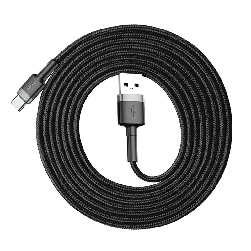 Kabel Baseus Cafule USB/USB-C 2m 2A pro zařízení s USB-C - šedo-černý