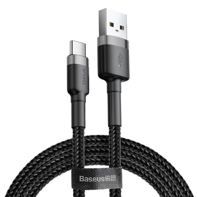 Kabel Baseus CAFULE USB/USB-C 3m 2A pro zařízení s Type-C - šedo-černý