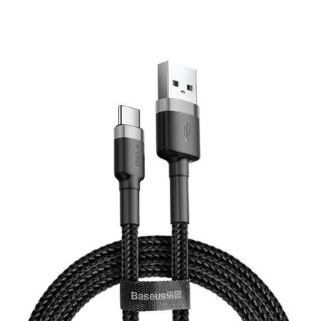 Kabel Baseus Cafule USB/USB-C 1m 3A – šedo-černý