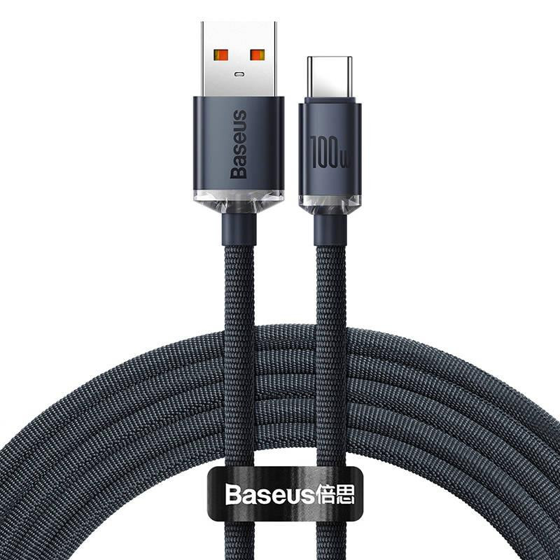 Kabel Baseus Crystal Shine USB/USB-C 1,2m 100W pro nabíjení zařízení s USB-C - černý