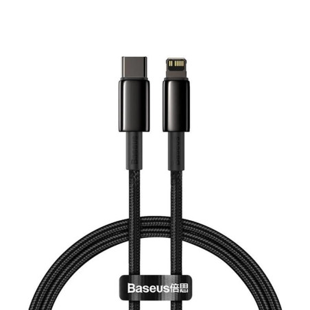 Kabel Baseus TUNGSTEN GOLD USB-C/Lightning 20W 1m – černý