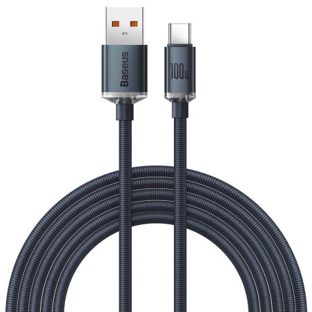 Kabel Baseus Crystal SHINE 100W USB-C 2m černý