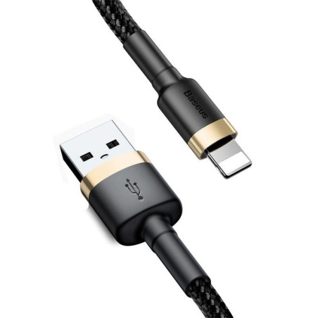Kabel Baseus CAFULE USB/Lightning 3m 2A – černo-zlatý