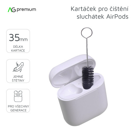 AG PREMIUM APBRCL Čistící kartáček na sluchátka AirPods, černý