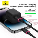 Kabel Baseus Dura USB/Lightning 1m 2,4A – červeno černý