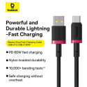 Kabel Baseus Dura USB/USB-C 60W 1m – červený/černý