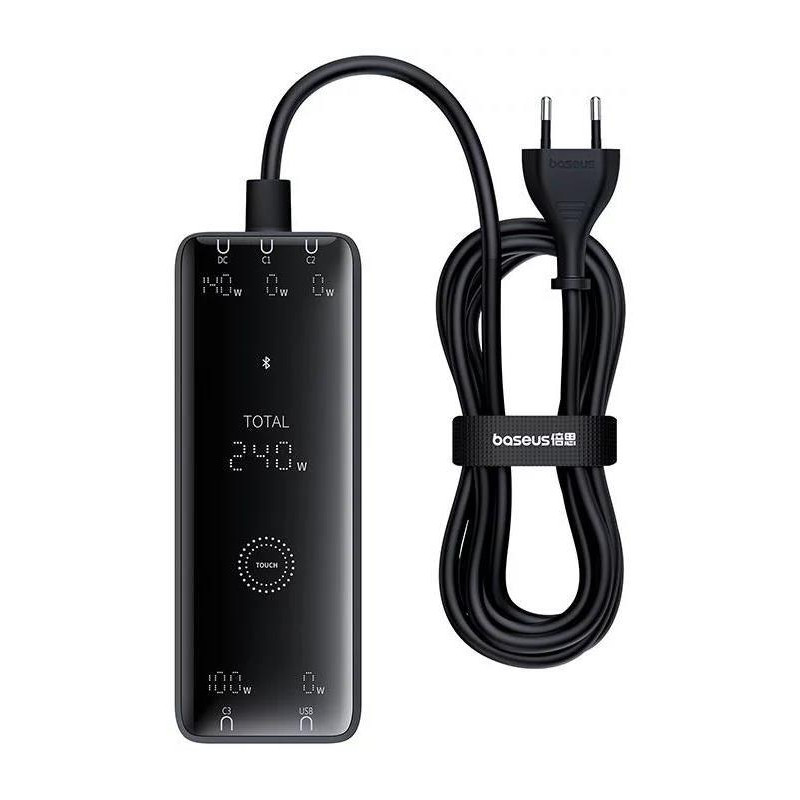 Nabíječka Baseus GaN Digital 240W pro 4 zařízení - černá