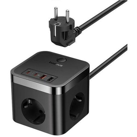 Baseus PowerCombo Cube 30W – nabíjecí stanice 3×AC, 2×USB-C, če
