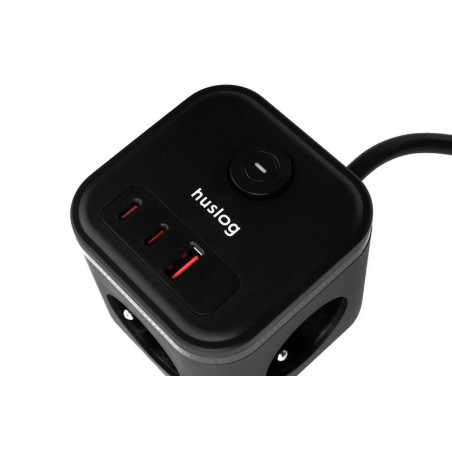 Nabíječka Huslog 20W 3xzásuvka – 2× USB-C, černá