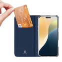 Pouzdro Dux Ducis Skin Pro pro iPhone 16 s flipovým krytem a slotem na kartu - modré