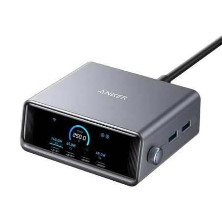 Nabíječka Anker PRIME 250W 6portová pro MacBook – stříbrná