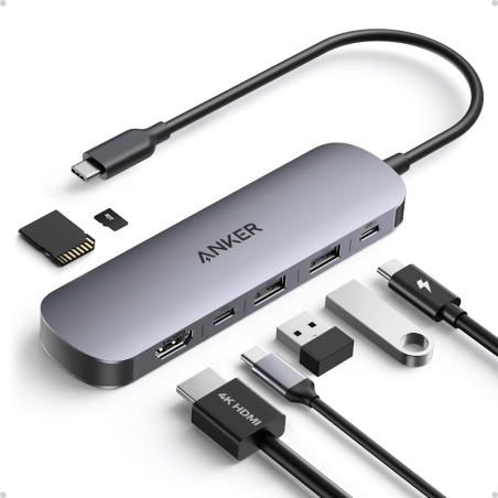Dokovací stanice Anker 7v1 NANO 100W pro MacBook - šedá