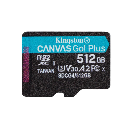 Kingston CANVAS GO PLUS 512GB microSDXC A2 U3 V30 s adaptérem