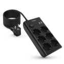 Nabíjecí stanice Huslog 15W 6x zásuvka + USB-C/A - černá