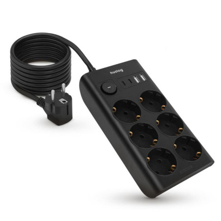 Nabíjecí stanice Huslog 15W 6x zásuvka + USB-C/A - černá