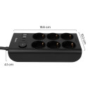 Nabíjecí stanice Huslog 15W 6x zásuvka + USB-C/A - černá