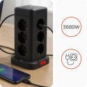 Huslog nabíjecí stanice 15W 12xzásuvka – černá