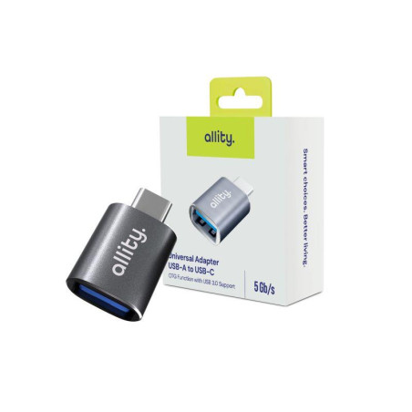 Adaptér Allity ABA-102 USB 3.0/USB-C – šedý