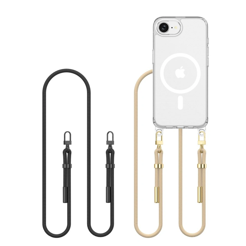 Pouzdro s poutkem Tech-Protect Flexair Chain MagSafe pro iPhone 16e - černé & taupe