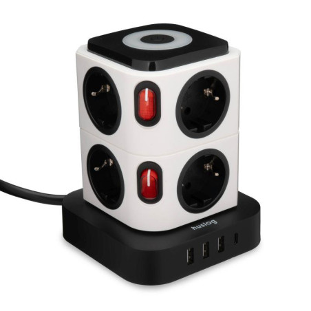 Nabíjecí stanice Huslog 15W 8x zásuvka + USB - bílá