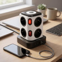 Nabíjecí stanice Huslog 15W 8x zásuvka + USB - bílá
