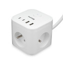 Huslog 15W nabíjecí stanice 3x zásuvka + USB-C – bílá