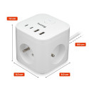 Huslog 15W nabíjecí stanice 3x zásuvka + USB-C – bílá