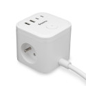 Huslog 15W nabíjecí stanice 3x zásuvka + USB-C – bílá