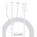 Kabel Baseus SUPERIOR 3v1 pro nabíjení - bílý 1,5 m