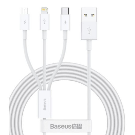 Kabel Baseus SUPERIOR 3v1 pro nabíjení - bílý 1,5 m